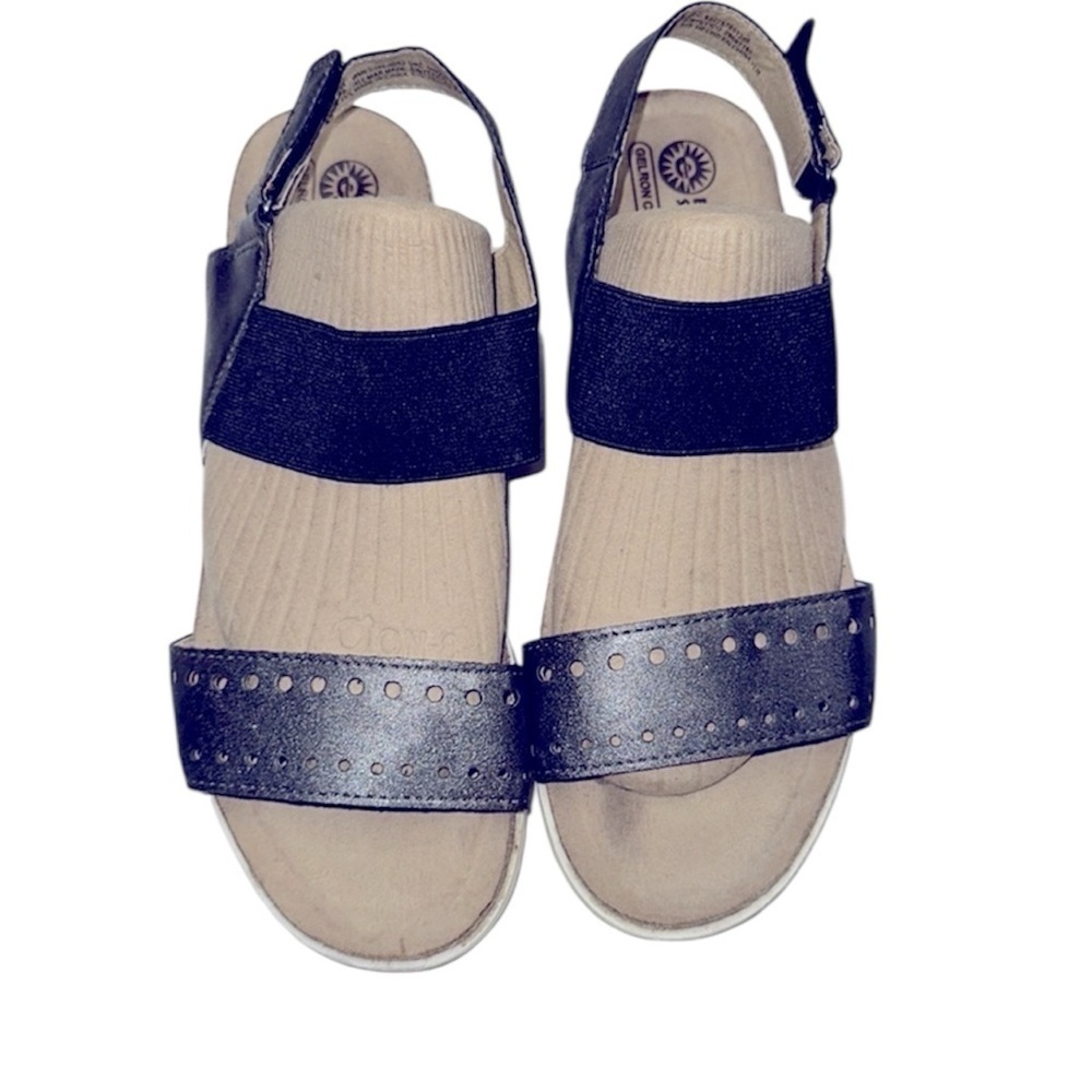 Earth Spirit Black & Tan Sandals Double Strap Design gelron cushion size 8 1/2